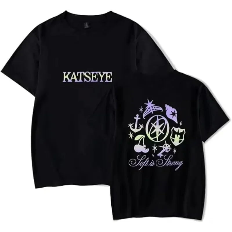2026 Katseye Merch Distressed Tee Unisex Fashion Pop Music Short Sleeve Shirt Sweatwear Streetshirt Cool Summer T-Shirt Tops